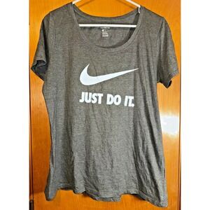 Nike Womens Athletic Cut Just Do It Graphic Tee Gray Large